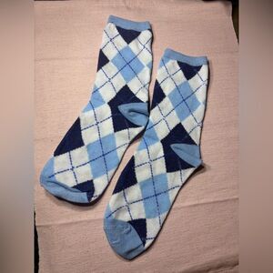 New Blue Argyle Socks Size 5-9